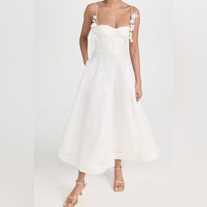 White Zimmermann Wonderland Midi Corset Dress- Size 0
